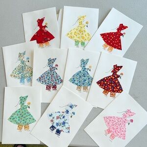 Hand Made Blank Note Cards; Set 10